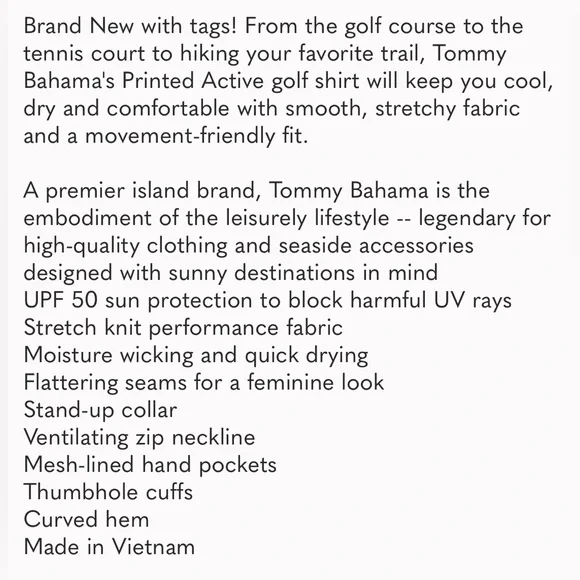 SOLD Tommy Bahama Golf NWT Size XS - Picture 3 of 4